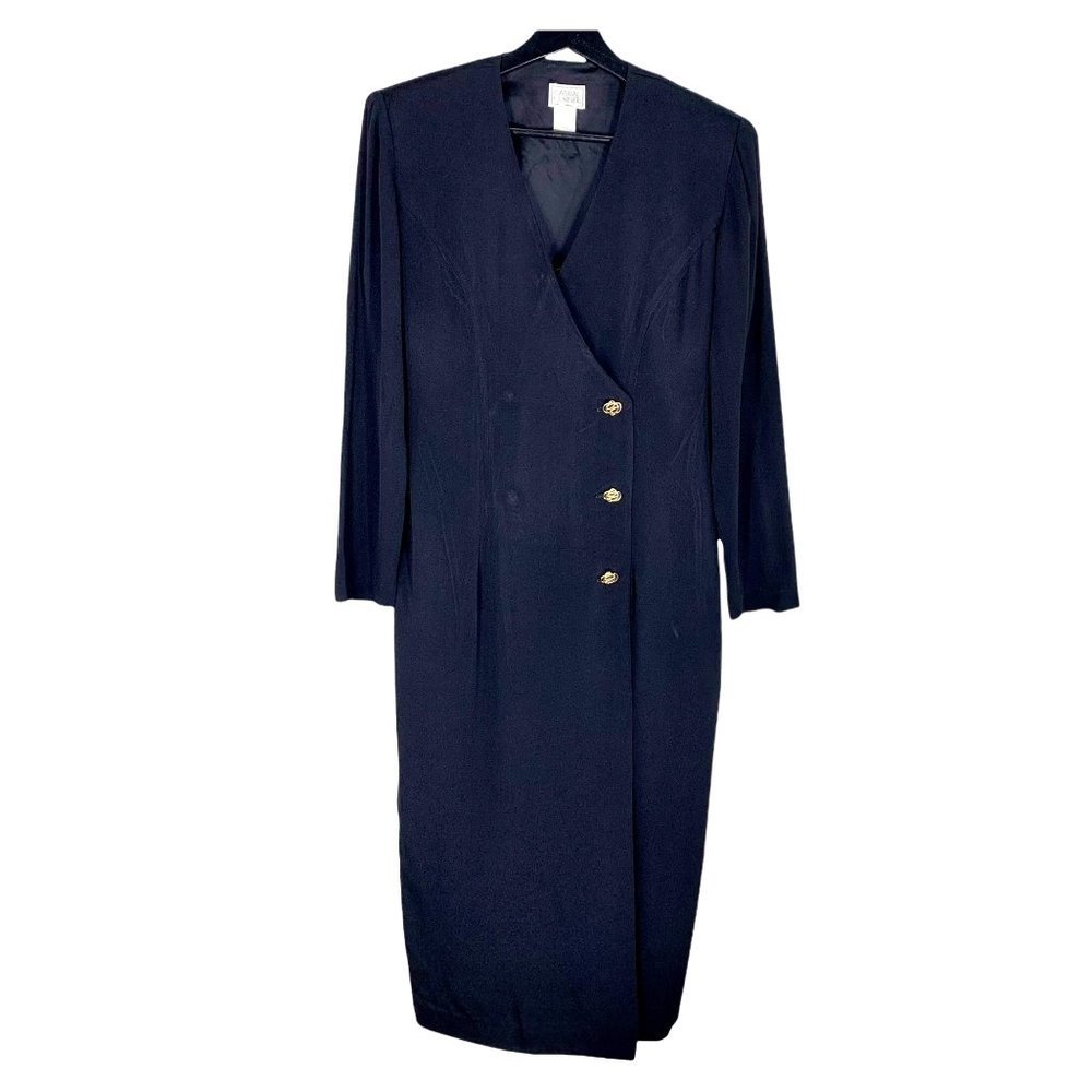 Vintage 90s Casual Corner Black Career Blazer Dress Medium